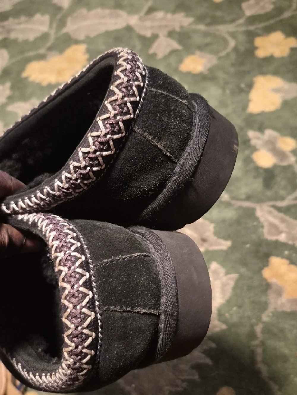 UGG Black Suede Shearling-Lined Cozy Mule Slippers